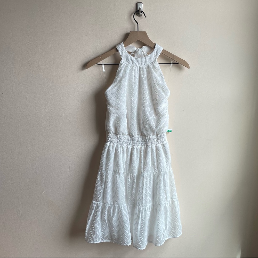 Love, Nickie Lew White Flowy Halter Dress